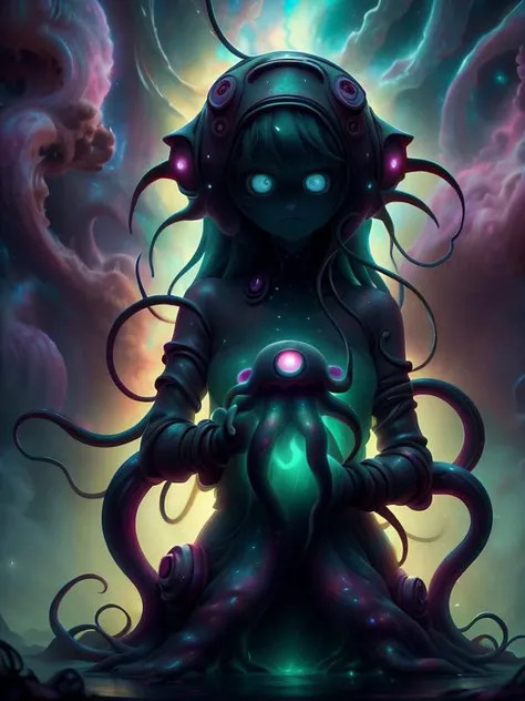 (disney:0. 1), (cartoon:0.1), (pixar:0.4), (3D:0.95),
(UHD:1.1), (detailed background visible:1.2),
cute kawaii figurine of (tentacle monster),,
<lora:CosmicEldritchTech:1.15> eldritchtech, cosmic, dark energy,
(neon:0.60), (darkness:0.65),
(Style: subsurface scattering, (pui), analog style, realistic, film photography, highres photo, cinematic Lighting, trending on artstation),(Photorealistic:1.2),
(detailed), sharp, HDR, high quality, good resolution, maximalist, masterpiece,
