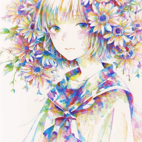 <lora:tmari:1>, tmari, sketch, traditional media, ballpen drawing, white background,
girl walking in intricate high detailed room, short hair, perfect face, short hair, long cape, pots with flowers, sharp focus, (masterpiece, best quality:1.1), artstation
