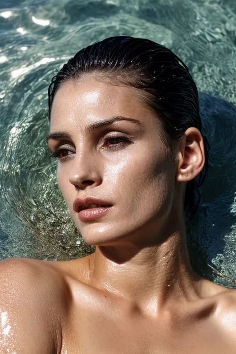 Photorealistic woman, detailed short messy blonde hair, full body shot, Detailed skin, detailed body, muscular, solo, wearing black micro bikini, huge breasts, thick thighs, wide hips, muscular arms, large bulging veins on body, veins, muscle vein, split abs, thick thighs, blue eyes, Natural Skin Texture, skin detail, shiny skin, shiny glossy skin, WET skin, wet body, glossy skin, oily skin, Mediterranean tan, high contrast, realistic skin, skin pores, intricate detail, high contrast, realistic skin, skin pores, intricate detail, raw photo, mature female, glossy lips, luscious lips, pretty nose, lifelike rendering, immersive atmosphere, chiaroscuro, moody lighting, perfect female body, realistic skin, skin pores, at an expensive private swimming pool in Brazil, bad-girl, mature female, ero404