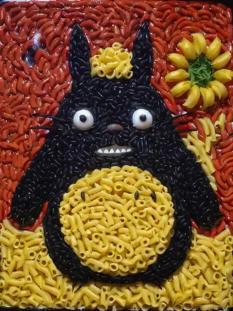 totoro, <lora:Xl Macaroni Art 1:0.9>, macaroni art