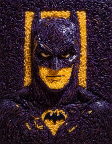 Batman, abstract vibrant background, macaroni art