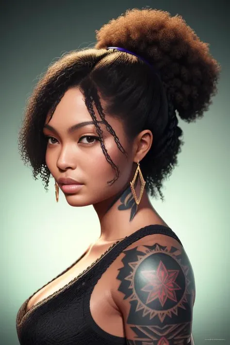 yarashahidi as a hot yakuza girl with tatoos. 3d illustration concept art by akihiko yoshida and gil elvgren, detail portrait, technicolor anime background, sharp focus, detailed face, detailed eyes, hyper realistic,