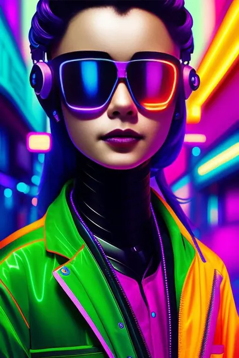 a woman with a futuristic head in front of a neon background, cyberpunk art, by Mike "Beeple" Winkelmann, digital art, ultra detailed female android, portrait of a mechanical girl, covered in circuitry, a beautiful artwork illustration, portrait of an ai, highly detailed cybernetic body