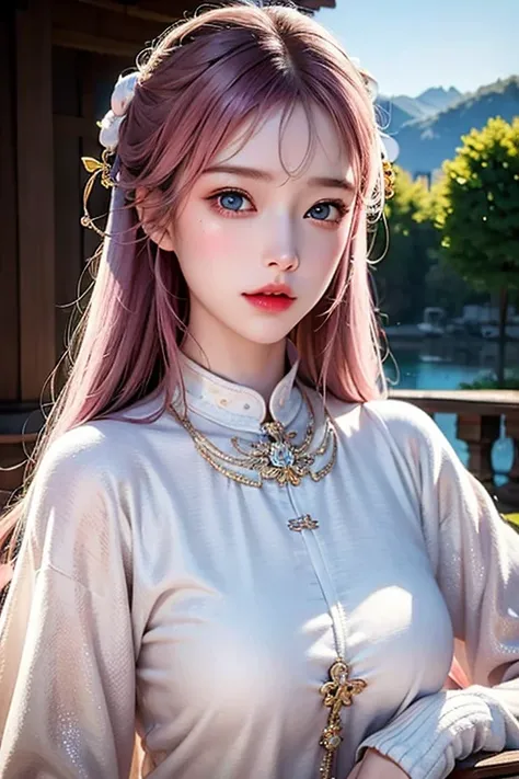 masterpiece, best quality, masterpiece,best quality,official art, beautiful girl, pink hair, extremely detailed CG unity 8k wallpaper, day,1 girl, school, <lora:koreanDollLikeness_v10:0.3> <lora:25D_hanfuguofengkeaimeiz:0.7>
