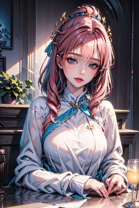 masterpiece, best quality, masterpiece,best quality,official art, beautiful girl, pink hair, extremely detailed CG unity 8k wallpaper, day,1 girl, school, <lora:koreanDollLikeness_v10:0.3> <lora:25D_hanfuguofengkeaimeiz:0.7> <lora:gachaSplashLORA_gachaSplashFantasy:0.7>