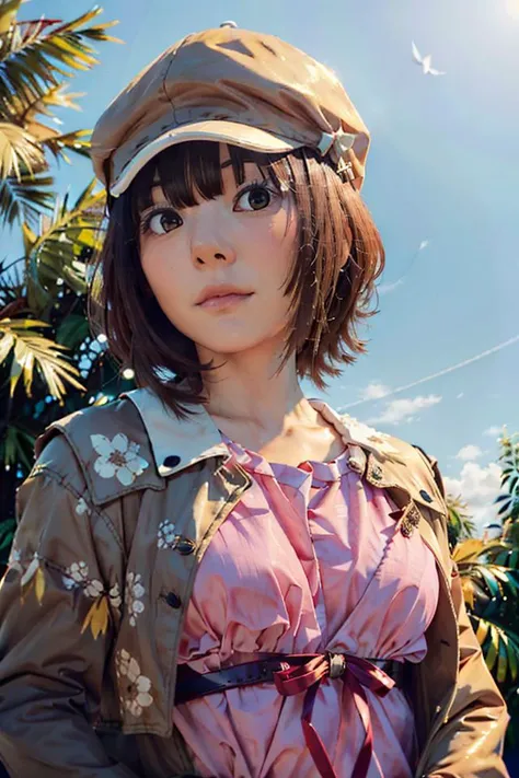 (8k, RAW photo, best quality, masterpiece:1.2), (realistic, photo-realistic:1.33), detailed eyes, natural lighting, depth of field, film grain, ((best quality)), ((masterpiece)), ((realistic)), (detailed), ((highly detailed skin)), highly detailed skin, looking at the viewer, stunning gradient colors, no watermark signature, detailed background, insanely detailed, , ((masterpiece)), absurdres, HDR
BREAK,
1girl, <lora:hanazawakanaJPVA_v15:0.95>"small breasts", toned body, ,(looking at viewer:1.3), curvy body, (pale skin:1.21), <lora:sengokuNadeko_v1:0.75> sengoku nadeko, cabbie hat, jacket, jacket on shoulders, jeans, pink shirt, ribbon, belt pouch
BREAK,
Outdoor, temple, tree,