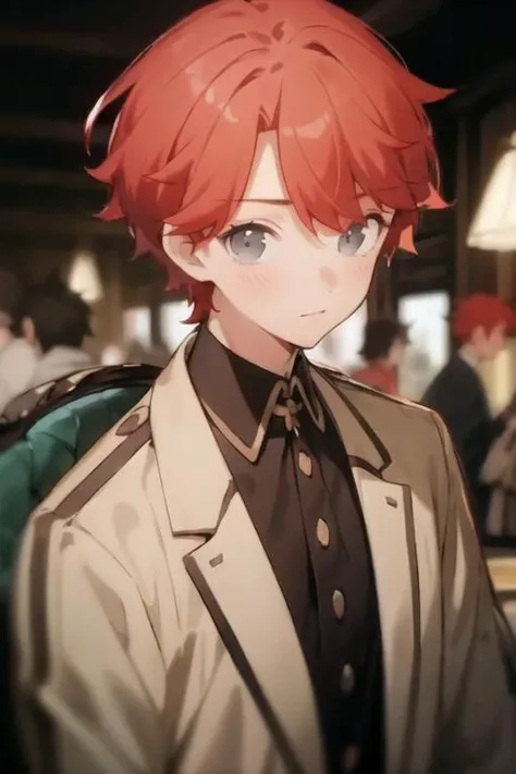 masterpiece, best quality, high quality, 1boy, solo, male focus, looking at viewer, upper body, depth of field, <lora:sirius_dieke:0.76>, sirius_dieke, red hair, grey eyes, jacket