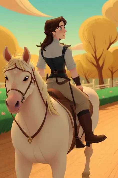Cowgirl riding a horse, tangledadventure