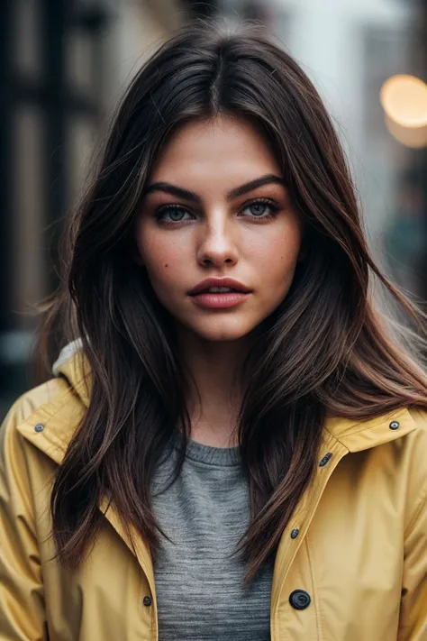 photo of beautiful (thyl4n3:0.99), a woman with perfect hair, wearing Matte Gray (yellow raincoat:1.1), (winter:1.1), closeup, modelshoot style, (extremely detailed CG unity 8k wallpaper), professional majestic photography, (Leica M6 Camera), 24mm, exposure blend, hdr, faded, extremely intricate, High (Detail:1.1), Sharp focus, dramatic, soft cinematic light, (looking at viewer), (detailed pupils), 4k textures, elegant, ((((cinematic look)))), soothing tones, insane details, hyperdetailed, low contrast, (epicPhoto)