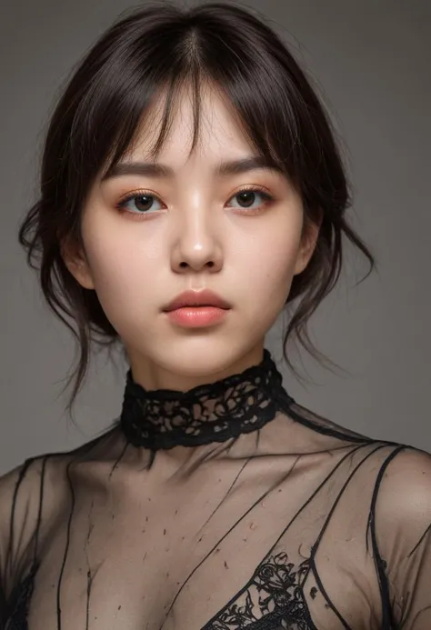 detailxl Photograph Taken on Nikon D750, Alphonse Mucha, 8K, athletic figure, Hyperdetailed, hyperrealism, Attractive, Attractive bust girl, asymmetric balance, 한국 girl, extremely small eyes,
score_9, score_8_up, score_7_up, score_6_up,sexy girl ,white background,from front,detail eyes,gorgeous girl, slim body,bangs, ( black hair),medium hair,big breasts.slim body,face focus,dynamic_face,from front,soft lighting, black dress,tight dress,see-through,long sleeves,thigh gap, super see through underwears