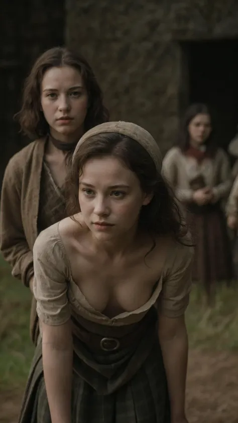 young outlander women, <lora:RealDownblouse4:1.15>