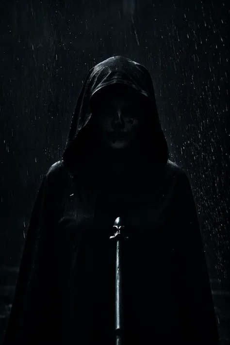 rain,death,1girl,reaper,weapon,night