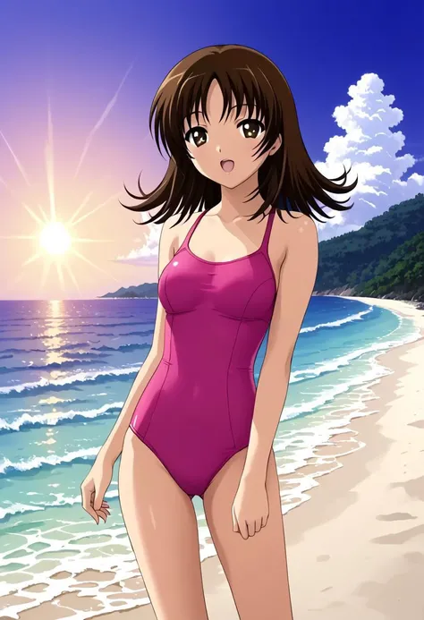score 9、score 8 up、score 7 up、1boy、A man in a bikini posing at the beach、Anime boy with long two-sided up brown hair、Long twin-tailed brown-haired boy、Anime boy with purple eyes、solo、Wearing a swimsuit、Wear a swimsuit、Wet swimsuit、Enchanting anime boy、Smooth anime CG art、bikini top with an black with yellow lines、bikini bottom with an black with yellow lines、Highly rated on Pixiv、wearing a bikini swimsuit、boy is wearing a female bikini、Enchanting anime male、whole body、Are standing、Wearing a swimsuit、in a triangle bikini、Realistic Bikini、Attractive anime boy、clothing:Bikini Swimwear、Beautiful anime boys、At the Beach、At the Beach、Black bikini with yellow lines、Yellow hair band、Anime Moe Art Style、At the Beach、Cool anime men are sexy、The best of anime、Male focus、looking at viewer、Cowboy Shot、male body、(male :1.5)、