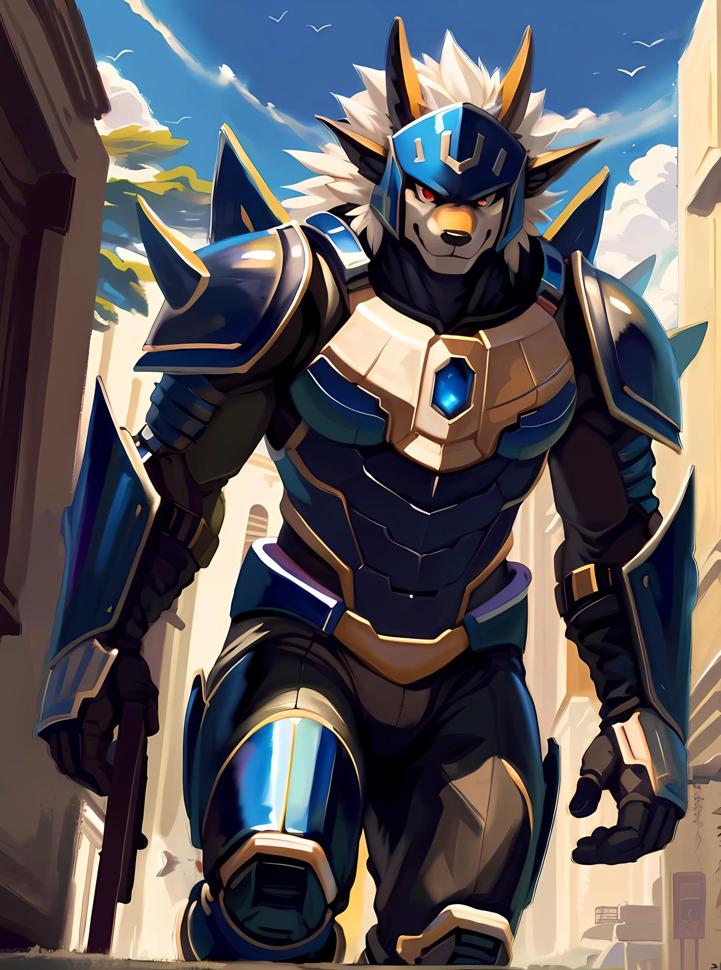 (CGI_Animation, (sharp focus:1.2), (color saturation:1.2), kemono (detailed_soft_skin:1.1), detailed background, (detailed:1.5), (intricate, high detail, film photography, soft focus, RAW candid cinema, (photorealism:1.1), realistic, analog style, subsurface scattering, masterpiece, best quality, ultra realistic, 8k, HDR)),
(perfect proportions:1.5), (kemono:1.5), (bara:1.5), (male:1.5), muscular, extremely very tall, (extremely long body:1.5), (toughguy:1.5), (veiny muscles:0.85), (perfect face), (handsome face!), (large red eyes1.5), (direct gaze:1.5), highly detailed eyes, alluring gaze, smug condescending smile, powerful strong mighty, (dark raven:1.5), sinister looking face, (techno organic:1.5), (bio-boosted armor:1.5), villain, supervillain, evil, supervillain suit, power suit, monster, latex, leather, armor, spiky knuckles, spiky shoulders, super strength, flawless body, hyper healing factor, super strength, total body, Techno-Alpha, cinematic blue and red and pink and gold colors,
(art by Chunie, jiandou, yupa, kiyosan, darkgem, Izrez, twinkle-sez, Adios, OrcFun, Akira Toriyama, Kentaro Miura, Katsuhiro Otomo, Watanabe Kenji, Yoshiki Takaya, Go Nagai, Tetsuo Hara, Riku Sanjo, Koichi Ohata, Masamune Shirow, giger, midjourney),
<lora:LuxTech:0.0.85> guyverbba <lora:Biomechanicals_v2_lora1500:0.85> hnsrdlf style, <lora:ChromeTech-21:0.85> chrometech , metallic , chrome , scifi, <lora:Guyver_v15:0.85> g01, g00, g02f, g03, aptomf, no_huamans, <lora:MMMM_Style:1>