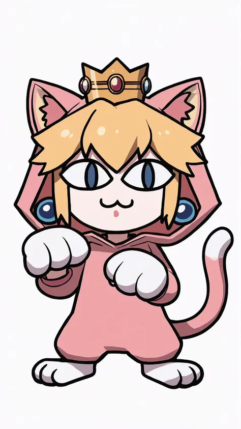 <lora:PrincessPeach_XLPD:0.7> princess peach, crown, IncrsPchCat, cat costume, cat tail, animal hands, long sleeves, hood up, crown, jewelry, earrings, pink fur, <lora:Real Furry4:0.8> <lora:necoarc-guy-PONY-v1:0.8> (necoarc:1.15), slit pupils, cat ears, chibi, :3, score 9, score 8 up, score 7 up, score 6 up, score 5 up, score 4 up, BREAK,