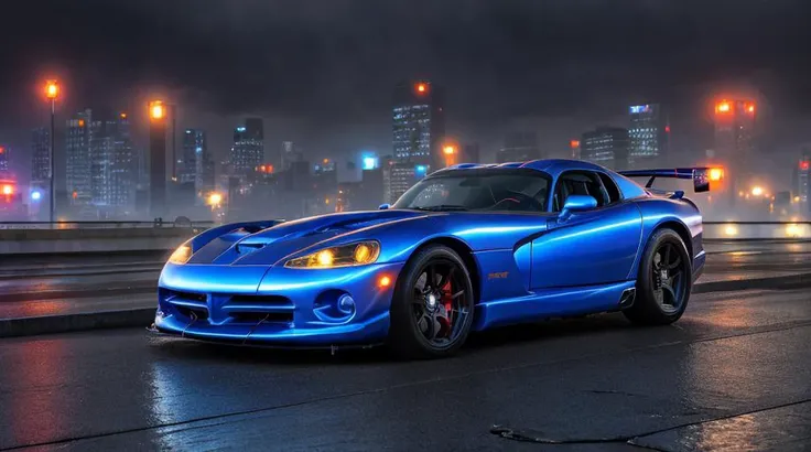 dark night, (((night city))), night lights, (masterpiece, best quality:1.2), ultra-detailed, headlights on, dark sky, moon, ((Dviper)),moving fast, car in center of photo, presentation, exhibition, <lora:Dviper_V2:0.8>, moving fast, road, fast and furious, blockbuster poster, polished body with mirror of environmental , realistic photo, 4k, ((city streets)) , Tokyo background , ((night)) , vehicle focus, city, neon lights, skyscraper, wide camera angle, racing , car with smoke coming out of it driving , city made out of glass, realism, 8 k, exploration, cinematic, t volumetric light, ((((cinematic look)))), soothing tones, insane details, intricate details, hyperdetailed, low contrast, soft cinematic light, dim colors, exposure blend, hdr, faded, slate gray atmosphere, (hi contrast), Panavision, lens flare, wallpaper, three quarter frame, (foggy), cyberpunk, future, (Blade Runner film), ((wet asphalt)), reflections, industrial, (rain) , (Japan city), traffic, (graffiti on walls)
