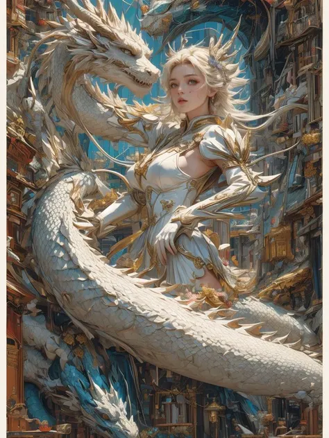 masterpiece, best quality, ultra high res, epic action and dynamic pose, in the style of opaque resin panels, precisionist, ivory, magical girl symbolism, close-up, elaborate borders, surrealistic assemblage, <lora:Dragon and girl_20240205103724:0.8> Dragon and girl, <lora:add_detail:0.8>, <lora:MengX girl_Mix_V40:0.8>