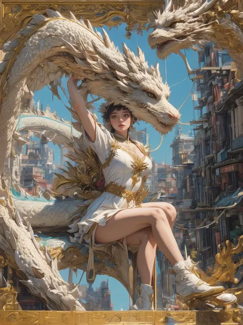 masterpiece, best quality, ultra high res, epic action and dynamic pose, in the style of opaque resin panels, precisionist, ivory, magical girl symbolism, close-up, elaborate borders, surrealistic assemblage, <lora:Dragon and girl_20240205103724:0.8> Dragon and girl, <lora:add_detail:0.8>, <lora:MengX girl_Mix_V40:0.8>