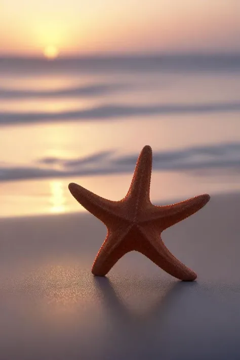 ultra detailed 8k cg, Dirty Friendly Starfish, at Sunset, horizon-centered, Cosy, Modern Art, loop lighting, Depth of field 100mm, (scene art stylized by Alberto Magnelli:1.1) , (Ralph McQuarrie:0.7) , (Richard S. Johnson:0.7)