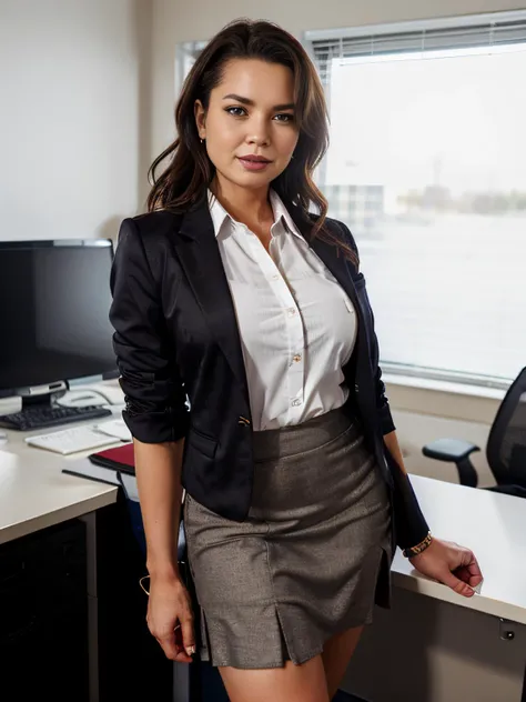 (perfect quality photograph, extremely high resolution, perfect details), sexy milf in office, <lora:ChloeLamour:1>, (tight long skirt, tight office shirt, shirt tucked in:1.3), (blazer jacket:1.4)