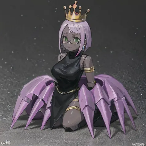 <lora:ActionFigure_v1_SD15Loraoosayam:0.8>,  <lora:revgirlutena_himemiya-10_SD15_Lora_JustTnptempo â kopia:0.8>
1 young adult woman with lower body of arachne, arthropod woman, 
(upper body of human female) , glasses, sleeveless dress, aiguillette, wrist cuffs, jewelry, earrings, 
(himemiya anthy, dark skin,  short purple hair,green eyes) ,(Action Figure, plastic collectable action figure), crown, glasses, 
looking at the viewer, neutral facial expression, 
detailed, cinematic, award-winning,