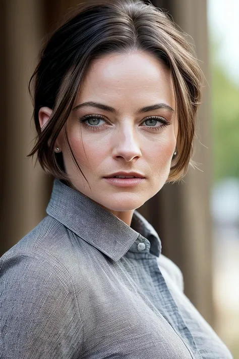 beautiful woman (Koh_LaraPulver:.99), beautiful hair (( Tousled pixie cut )), ((portrait)), (closeup:1.2), ((from the waist up)), (( fantastic scenery, clear sky :1.2)) , ((( cute makeup:1.2 ))), natural skin texture, (( Shirt dress :1.2)), 24mm, 4k textures, soft cinematic light, adobe lightroom, photolab, hdr, intricate, elegant, highly detailed, sharp focus, ((((cinematic look)))), soothing tones, insane details, intricate details, hyperdetailed, low contrast, soft cinematic light, exposure blend, hdr, faded, now, ("I've got a bad feeling about this.":1.1), (a holy ass is the only thing that would make me go to church on a sunday:1.2)