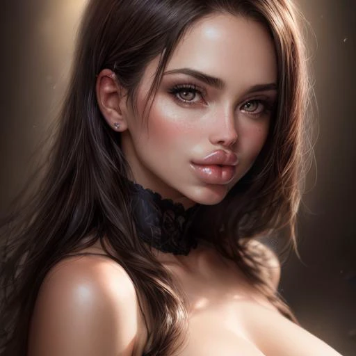 a woman, headshot, portrait, bimbo, (best quality, masterpiece, perfect face, detailed symmetric iris, perfect smooth skin texture), (hyper realism, soft light, dramatic light, sharp, HDR), massive mammeries <lora:MyBreastHelper15RS:0.6>, <lora:more_details:0.5>