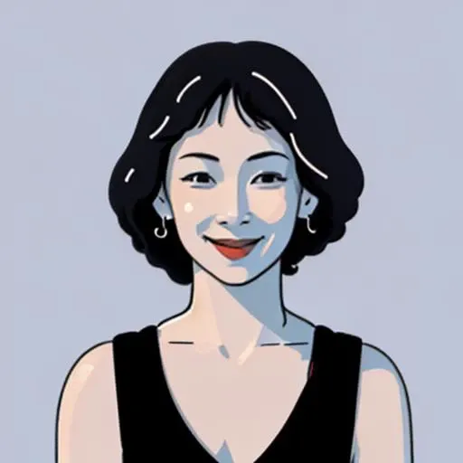 1 woman , smile, upper body portrait, black dress ,
Simple line, abstract , cute, simple
<lora:Simple line:1>
