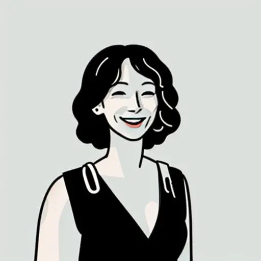 1 woman , smile, upper body portrait, black dress ,
Simple line, abstract , cute, simple , vector art , round eyes, black and white
<lora:Simple line:1>