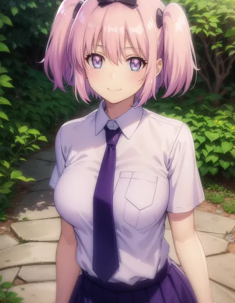 skhibari, <lora:sk hibari s1-lora-nochekaiser:1>,
hibari, short hair, bow, twintails, pink hair, hair bow, symbol-shaped pupils, short twintails, blue eyes,
BREAK skirt, bow, school uniform, necktie, purple skirt,
BREAK outdoors, classroom,
BREAK looking at viewer, (cowboy shot:1.5), smile,
BREAK <lyco:GoodHands-beta2:1>, (masterpiece:1.2), best quality, high resolution, unity 8k wallpaper, (illustration:0.8), (beautiful detailed eyes:1.6), extremely detailed face, perfect lighting, extremely detailed CG, (perfect hands, perfect anatomy),