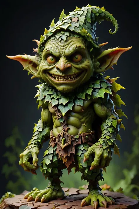 cute goblin with trickster's grin made of mad-efeu, intricate details, whimsical, magical, best quality, masterpiece <lora:Ivy_SDXL:0.8>