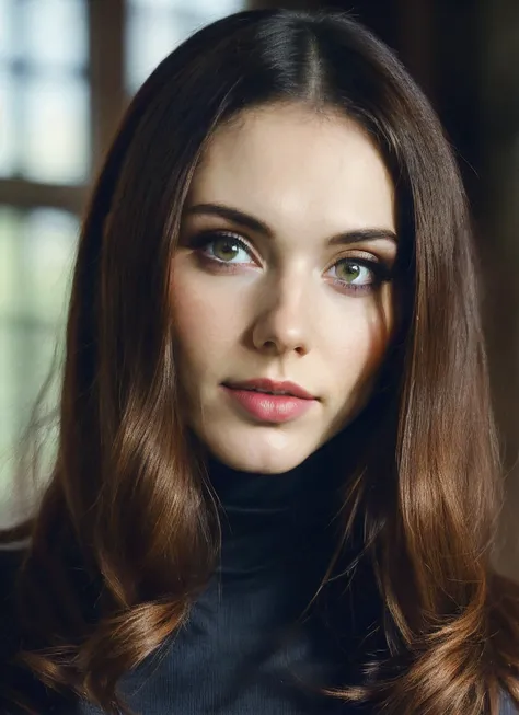 A stunning intricate full color portrait of (sks woman:1), wearing a black turtleneck, epic character composition, by ilya kuvshinov, alessio albi, nina masic, sharp focus, natural lighting, subsurface scattering, f2, 35mm, film grain, <lora:locon_amouranth_v1_from_v1_64_32:1.25>