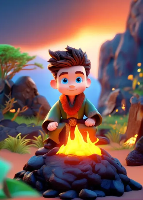 (best quality, masterpiece:1.6), 3d cartoon, cute cartoon,disney cartoon,(masterpiece, best quality), best quality, masterpiece, of a male, dressed as a Druid, with brown hair, with a male fantasy hairstyle, wearing a nothing, portrait, sat, In a volcanic landscape, where fire elementals dance among the lava flows,, realistic, concept art, cinematic, volumetric lighting, highly detailed, 8k
beautiful eyes, blue eyes