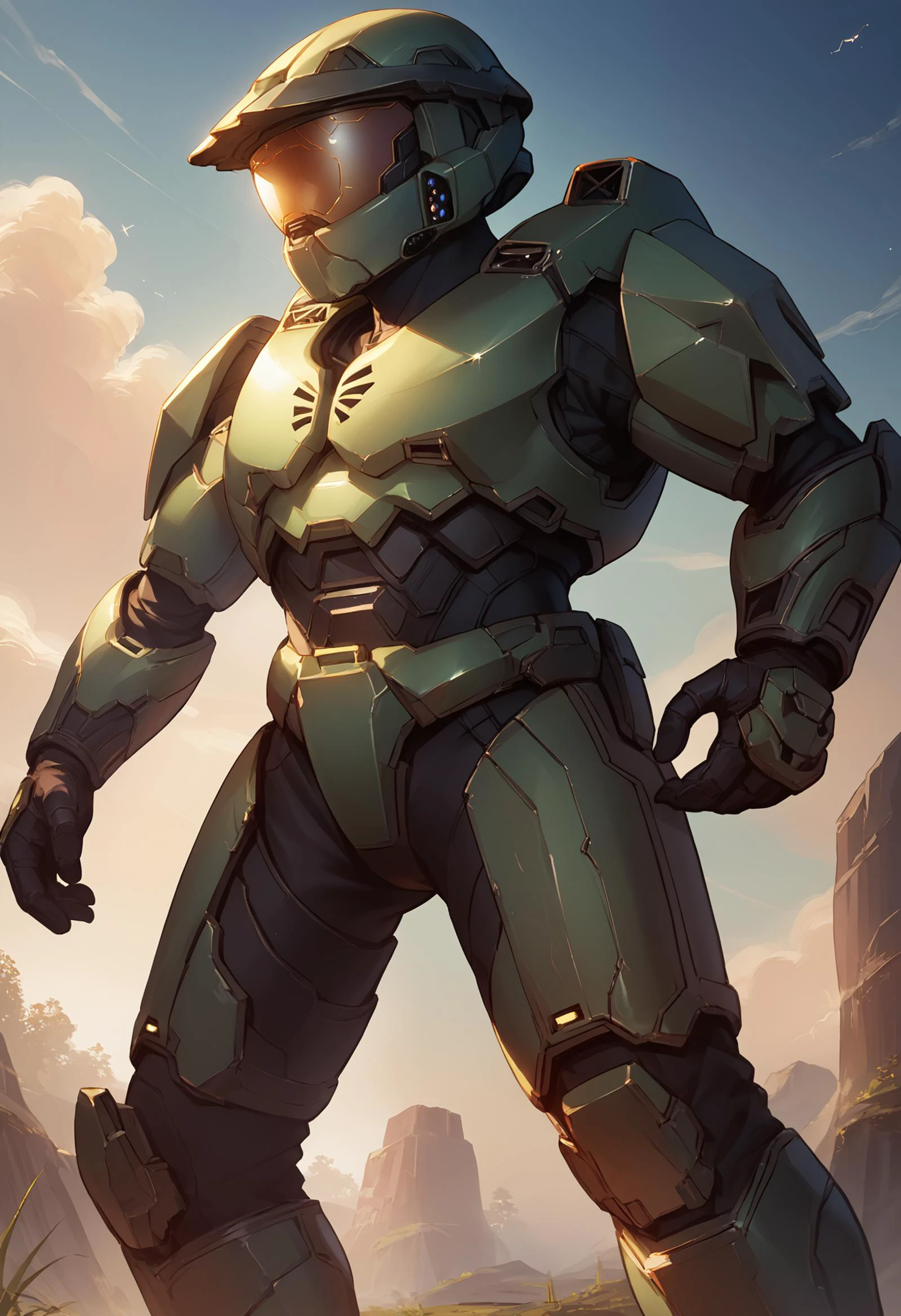 score_9, score_8_up, score_7_up, source_anime BREAK 1boy, solo, <lora:masterchief-halo-richy-v1_pdxl:1> masterchief, helmet, visor, power armor, standing, outdoors,