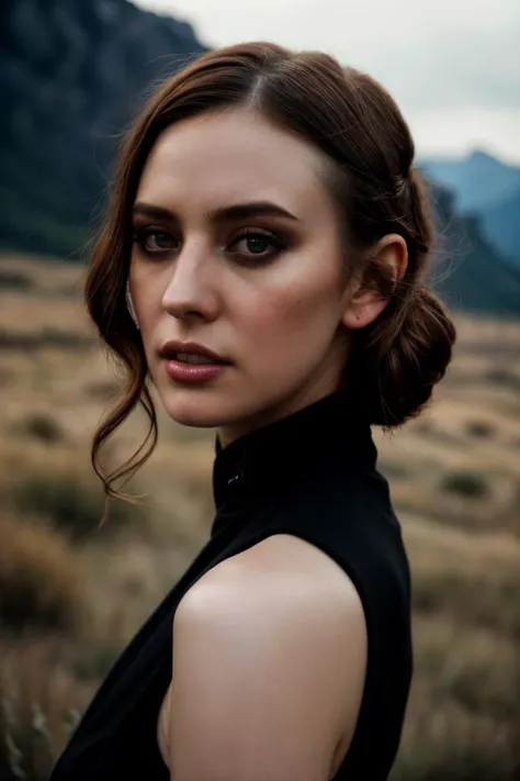 A stunning intricate full color up close portrait of daw, wearing a black dress, epic character composition, by ilya kuvshinov, alessio albi, nina masic, sharp focus, natural lighting, subsurface scattering, f2, 35mm, <lyco:DeborahAnnWoll-RealVision-V1.0:1.0>