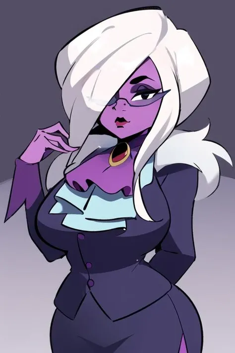 Alicorn princess, white mane,black sclera ,black body color  long flowing  mane pink eyes anthro huge breasts 
hot for teacher yellow glasses, black skirt suit,,,writing ,principal , dark hallway ,creepy ,scared 