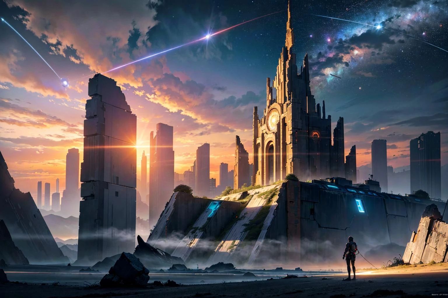 (masterpiece), (best quality), (digital artwork), ((landscape, sci-fi, space, ruins, futuristic city:1.3)), ((night, glowing)), clouds, sky,science fiction,on mars,high-tech, night, prospect, moonlight reflection, sacred, landscape,bright,fhd,4k,high-resolution,realistic,surrealistic,super wide angle shot,canon 5d,v-ray,quixel megascans render,sintane render, dramatic lighting, vivid colors, intricate details, expertly capturing the essence of an epic cinematic experience
masterpiece, best quality, realistic, ultra highres, depth of field, intricate, comprehensive cinematic, magical photography, (gradients), colorful, detailed landscape, visual key,