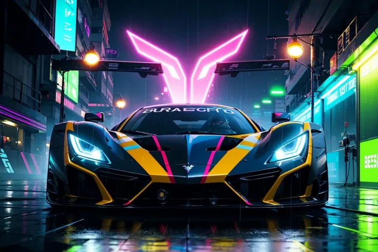 (digital artwork), EV Super car, wide body kit, modified car, racing livery, raining
masterpiece, best quality, realistic, ultra highres, depth of field,
(full dual colour neon lights:1.2), (hard dual colour lighting:1.4), (detailed background), (masterpiece:1.2), (ultra detailed), (best quality), intricate, comprehensive cinematic, magical photography, (gradients), colorful, detailed landscape, visual key,
