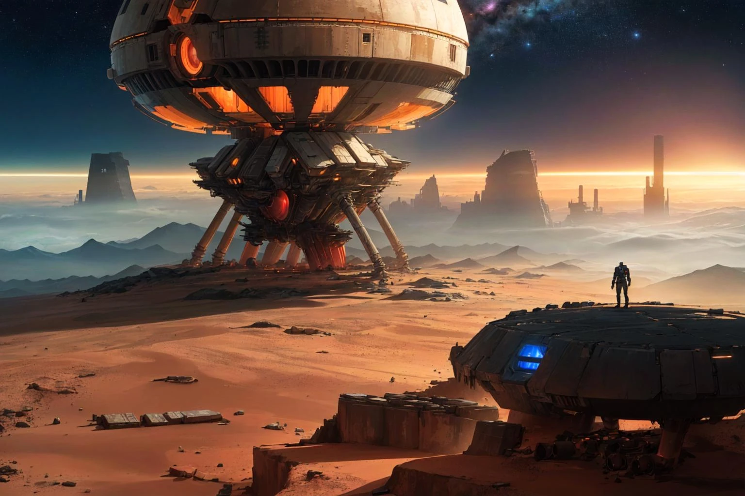 (masterpiece), (best quality), (digital artwork), ((landscape, sci-fi, space, ruins, futuristic city, Mars city, alien city:1.3)), ((night, glowing)), clouds, sky,science fiction,on mars,high-tech, night, prospect, moonlight reflection, sacred, landscape,bright,fhd,4k,high-resolution,realistic,surrealistic,super wide angle shot,canon 5d,v-ray,quixel megascans render,sintane render, dramatic lighting, vivid colors, intricate details, expertly capturing the essence of an epic cinematic experience
masterpiece, best quality, realistic, ultra highres, depth of field, intricate, comprehensive cinematic, magical photography, (gradients), colorful, detailed landscape, visual key,