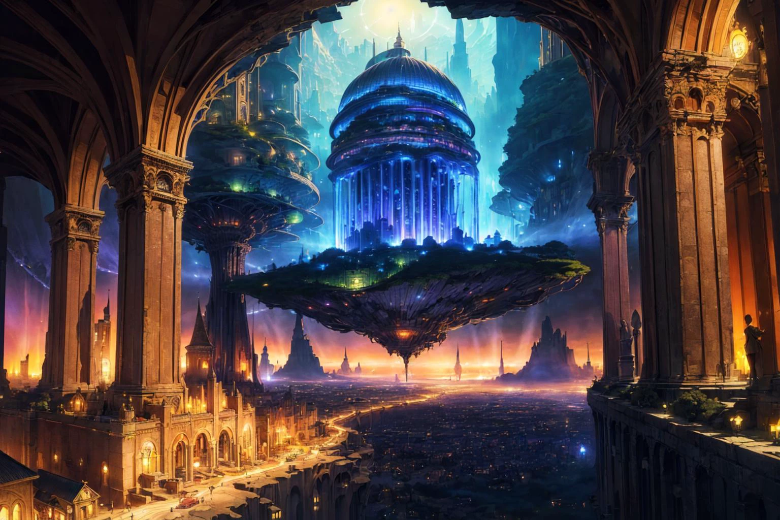 ((Fantacy city, underground city)), landscape, sunshine, magical world
masterpiece, best quality, realistic, ultra highres, depth of field, (detailed background), (masterpiece:1.2), (ultra detailed), (best quality), intricate, comprehensive cinematic, fantasy photography, (gradients), colorful, detailed landscape, visual key,