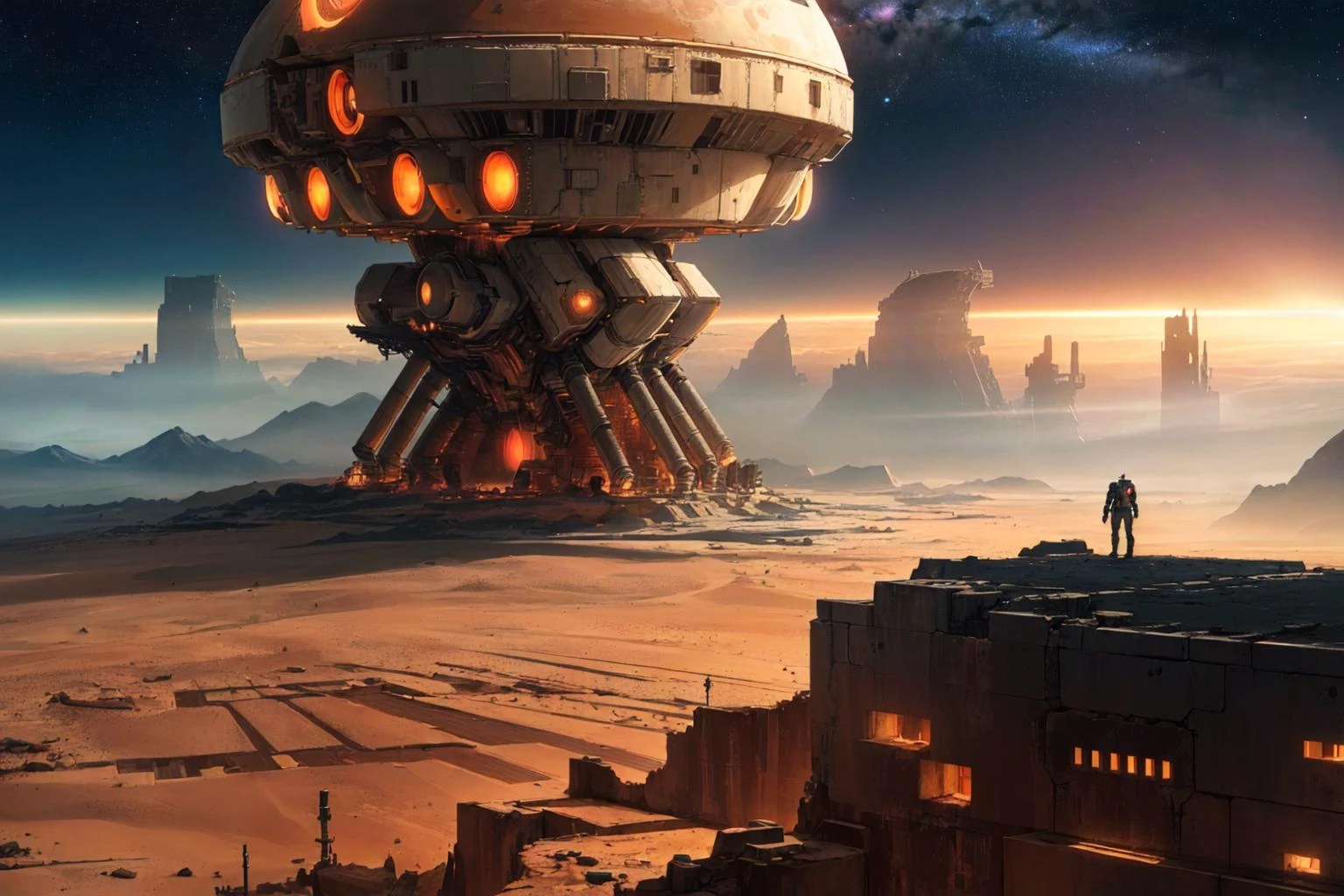 (masterpiece), (best quality), (digital artwork), ((landscape, sci-fi, space, ruins, futuristic city, Mars city, alien city:1.3)), ((night, glowing)), clouds, sky,science fiction,on mars,high-tech, night, prospect, moonlight reflection, sacred, landscape,bright,fhd,4k,high-resolution,realistic,surrealistic,super wide angle shot,canon 5d,v-ray,quixel megascans render,sintane render, dramatic lighting, vivid colors, intricate details, expertly capturing the essence of an epic cinematic experience
masterpiece, best quality, realistic, ultra highres, depth of field, intricate, comprehensive cinematic, magical photography, (gradients), colorful, detailed landscape, visual key,