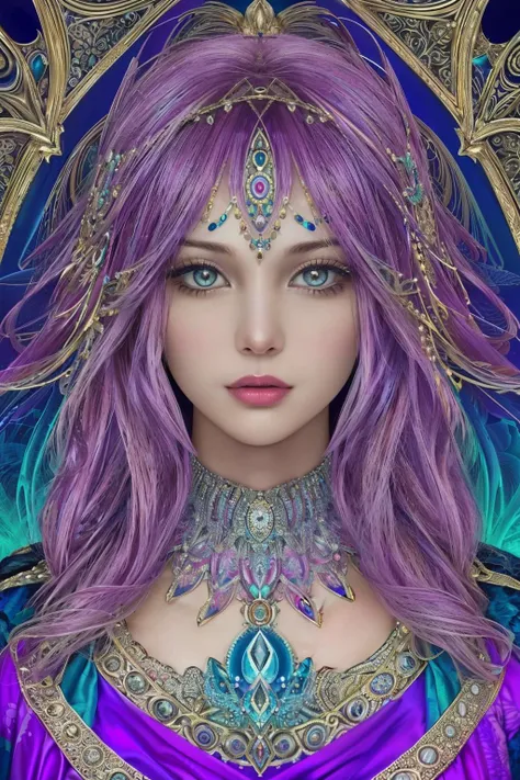 official art, unity 8k wallpaper, ultra detailed, beautiful and aesthetic, beautiful, masterpiece, best quality, (zentangle, mandala, tangle, entangle), Beautiful Woman, Portrait, (medium shot: 1.2), (tilted angle: 1.1), (front-facing angle: 1.2), Symmetry, Vibrant Colors, Complex Patterns, Digital Art, Feminine Energy, Radiant Skin, Glowing Eyes, Intricate Details, (multi-layered: 1.3), (fantasy: 1.2), (abstract: 1.1), (ethereal: 1.2), (mystical: 1.1), (magical: 1.2), (detailed hair: 1.1), (subtle texture: 1.2), (rich colors: 1.2),