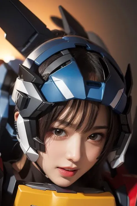 Gundam mecha, Girl's Head,realistic, blush, open mouth,