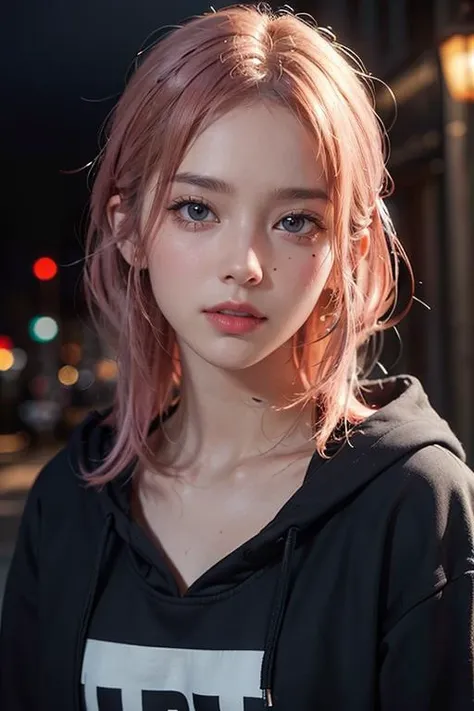 beautiful college girl, wearing hoodie, looking at viewer, pink hair, solo, tattoo on face, upper body, detailed background, town, alley, looking at viewer, portrait, <lora:epiNoiseoffset_v2:1.2>, (textured skin, skin pores:1.2), (moles:0.8), (imperfect skin:1.1), intricate details, goosebumps, flawless face, (light freckles:0.9),, ((photorealistic):1.1), (raw, 8k:1.2), hyper realistic, HDR, cinematic, dark, muted colors, slate atmosphere