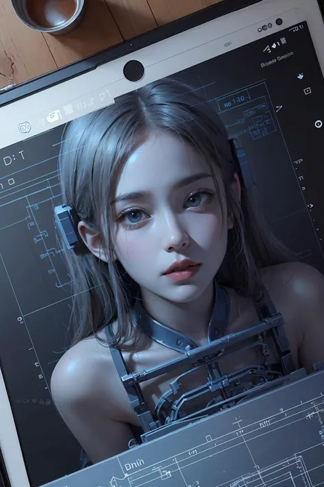 ((no human)), (blueprint art, android Design drawing:1.4), (best quality:1.2), (masterpiece, intricate details), realistic, 
documentation, A blueprint for creating an Android, a detailed explanation, text, trial and error, Design Process, high-tech,