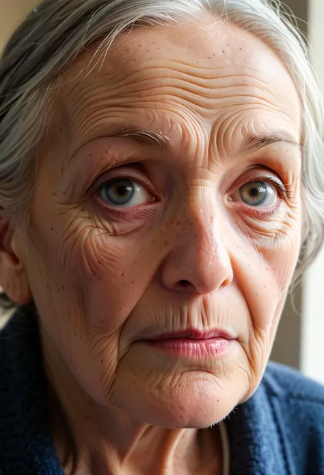 A portrait of an elderly person, with every wrinkle telling a story of a life well-lived, shot in natural light to capture the depth of expression and the soulful eyes that reflect wisdom and resilience.,