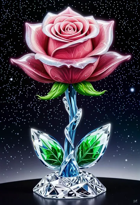 Masterpiece art of A crystal rose in space