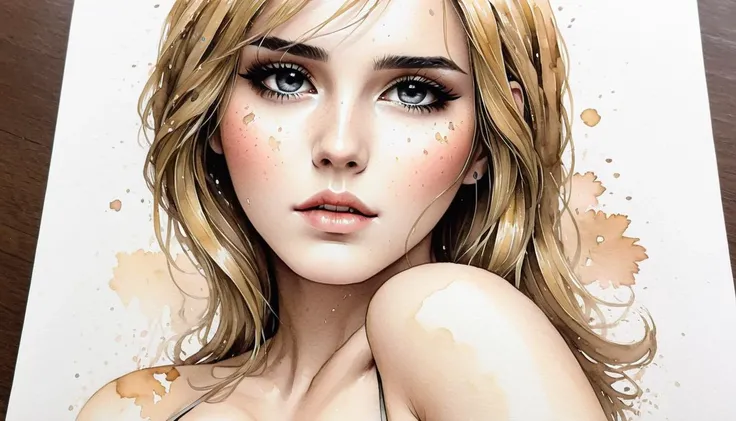 1girl, shy, embarrassed, <lora:watson_lora_sdxl_v1-000008:1>, ohwx, ohwx woman, fantastic scenery, outdoors, forest, hiking forward, <lora:SDXLInkStainsFinal:1>, Inkstains , <lora:add-detail-xl:1>, misc, all,, very thin waist, <lora:bombshell_v1:0.4>,big boobs,slim body,, (8k, masterpiece, best quality, ultra-detailed), (an extremely delicate and beautiful)kawaii, cute, very big eyes, Aesthetic Anime Eyes, small face, large breasts, cinematic lighting, , Intricate, High Detail, Sharp focus, dramatic, masterpiece, best quality, ultra-detailed,