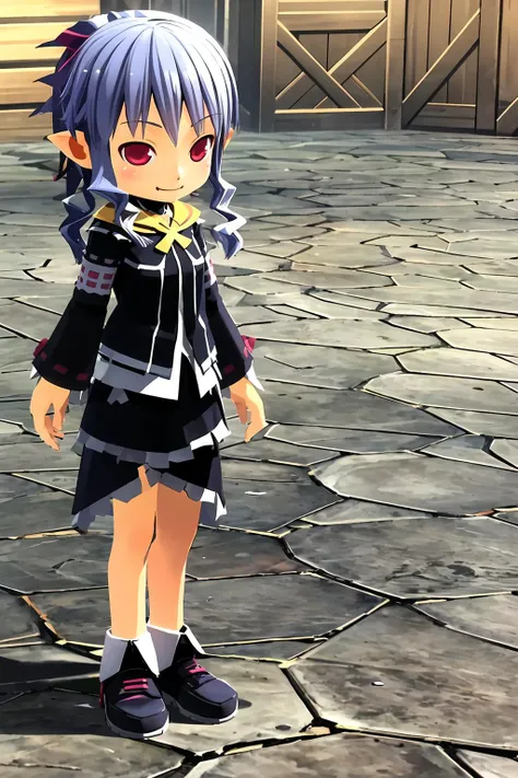 masterpiece, 1girl, alwen du moonbria, chibi, 3d, game cg, standing, smile