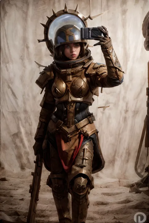 1girl, (photographic:1.3), (RAW photo:1.3), (ultra wide lens:1.3), (far shot:1.3), (selfie shot:1.3), ((blkblsm)), (an astronaut taking selfie floating on space:1.4), cleavage, soldier, spacesuit, rifle, fighting, war, battle, (helmet on:1.3), (infinite space behind her:1.3), (no gravity:1.1), soft lighting, film grain, Fujifilm XT3, dslr, masterpiece, best quality, realistic, high-quality, realistic works, ultra-high details, 8k uhd, real skin materials, <lora:add_detail:1>, <lora:LowRA:0.5>, astra militarum, imperial guard, wh40k, <lyco:whsororitas_v4:.35> <lyco:ww1ger_v0.1:.6>